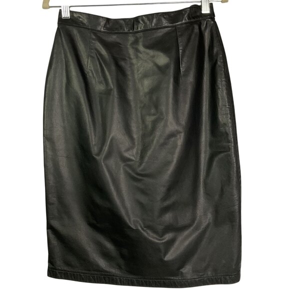 Georgetown Leather Design Black Genuine Leather Skirt, size 11/12 (see msrmnts) - Picture 1 of 9